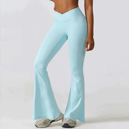 Women's High-Waist Flared Leggings Pants – Stretch Wide-Leg Yoga Trousers