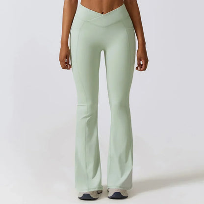 Women's High-Waist Flared Leggings Pants – Stretch Wide-Leg Yoga Trousers