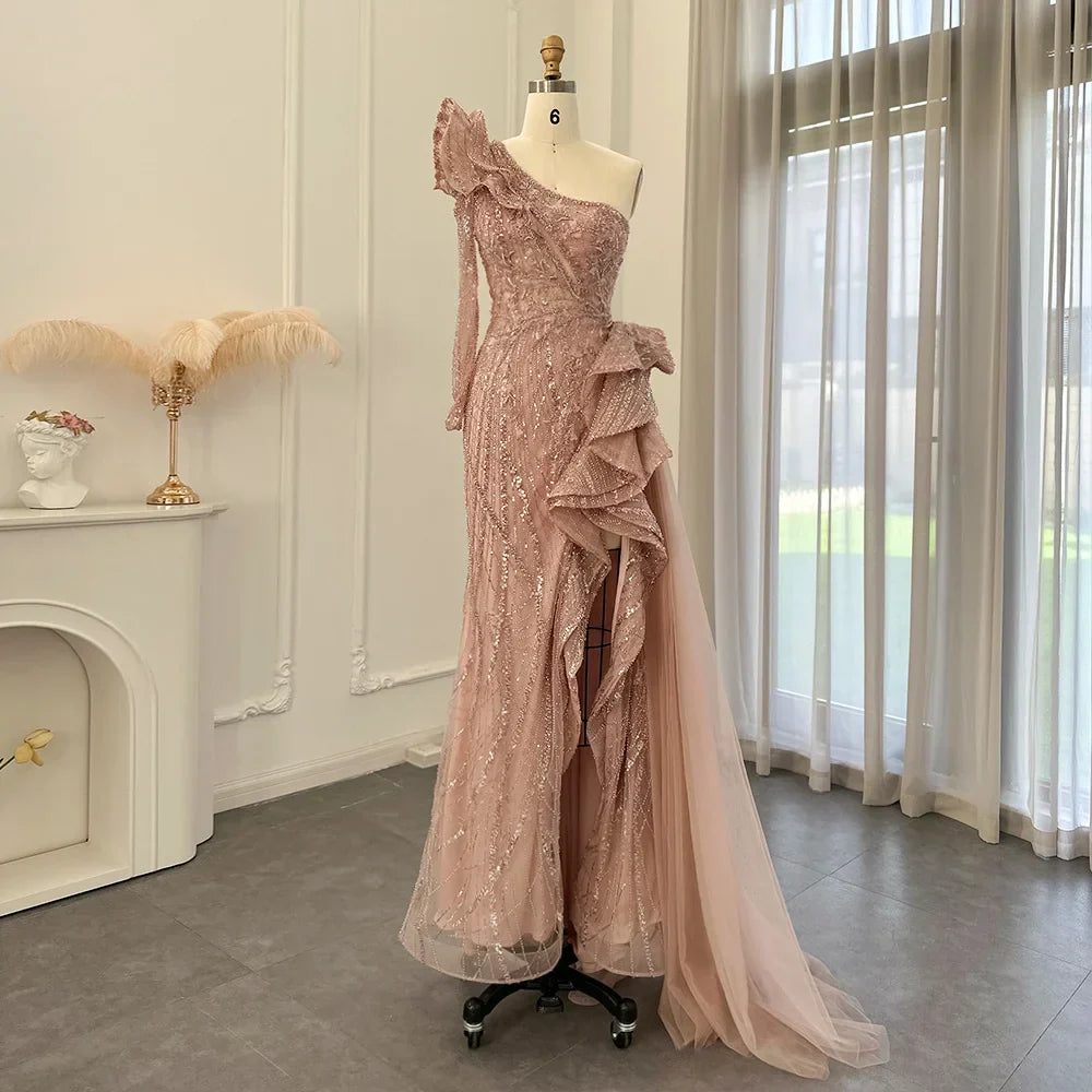 One-Shoulder Side Slit Mermaid Formal Dresses