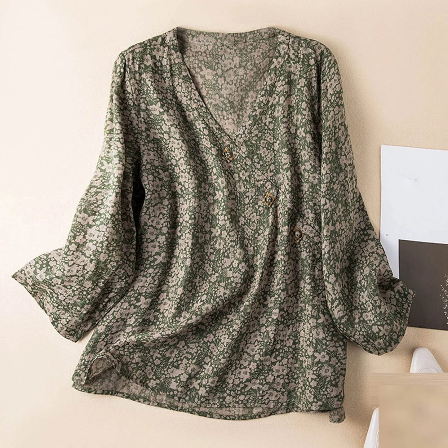 | Crosswrap Linen Blouse