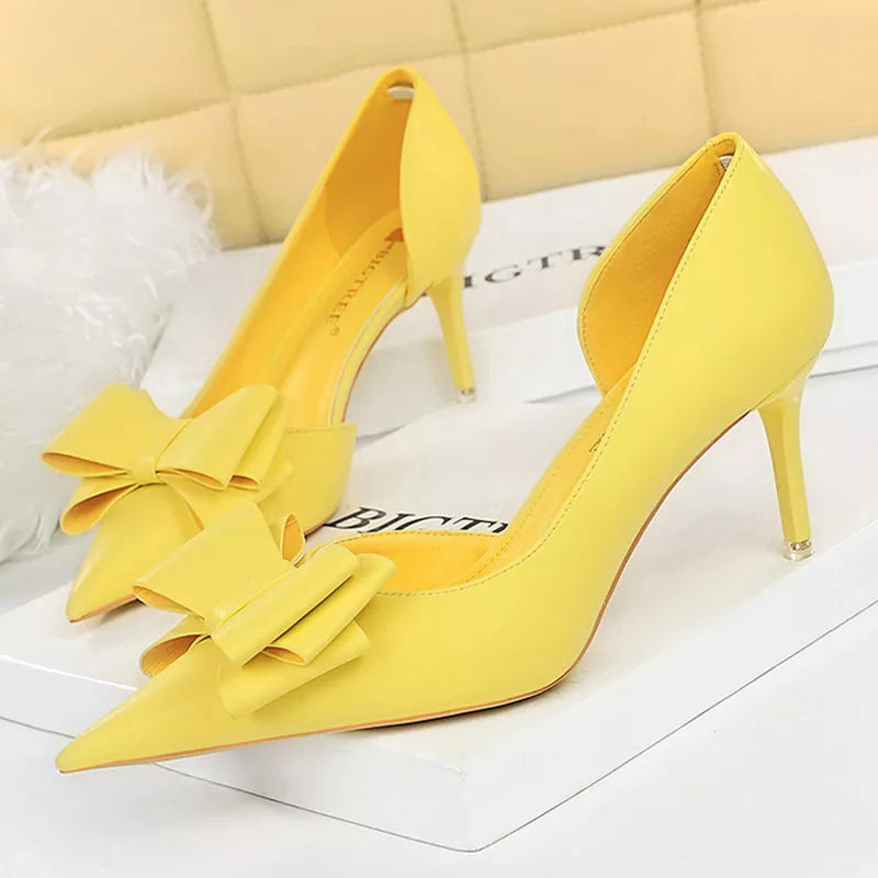 Bow-knot Stiletto Woman Pumps 10.5 Cm Basic Pump Sexy High Heels