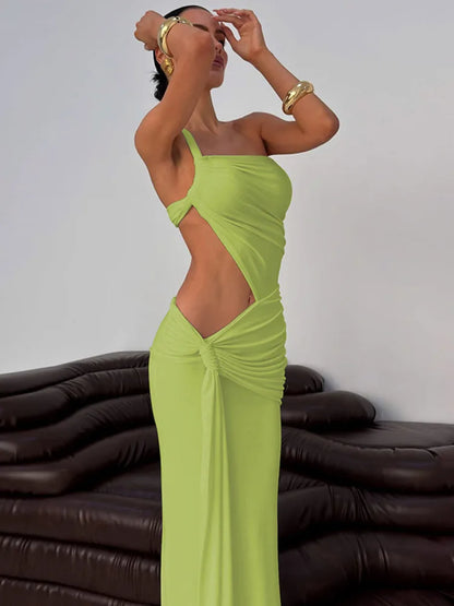 One Shoulder Sleeveless Bodycon Vacation Dress