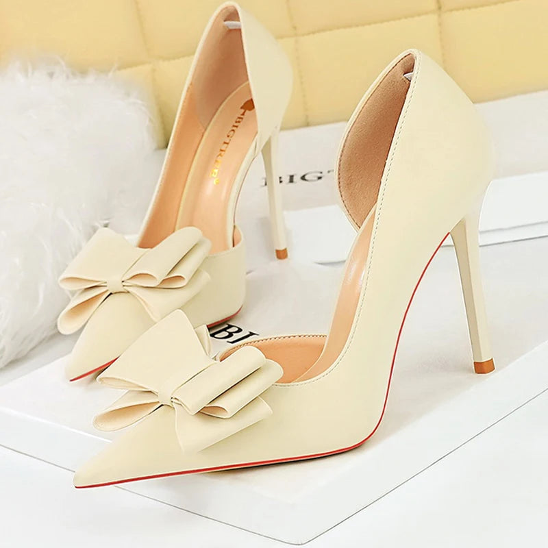 Bowknot Women Pumps High Heels Sexy Party Stilettos Office Shoes