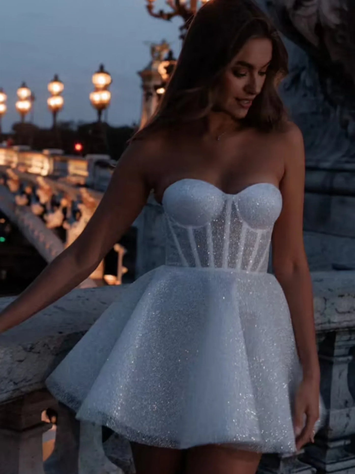 Glitter Sequins Off Shoulder Vacation Dress
