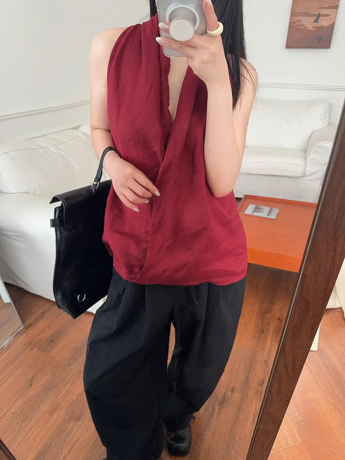 | Drape Linen Vest
