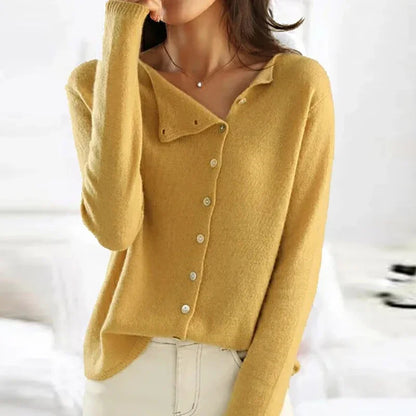 | Asymmetric Button Sweater