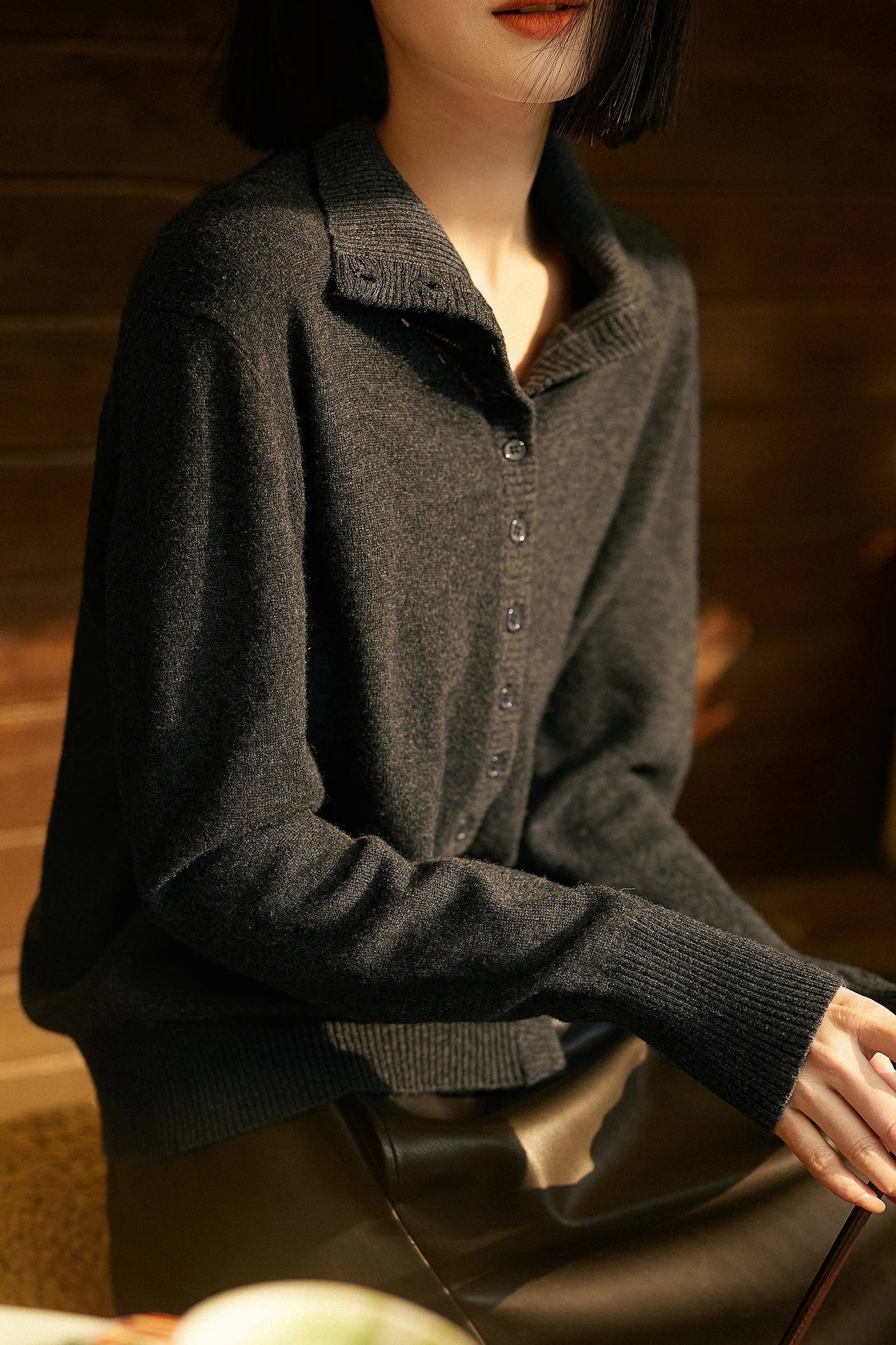 | Cashmere Button Sweater