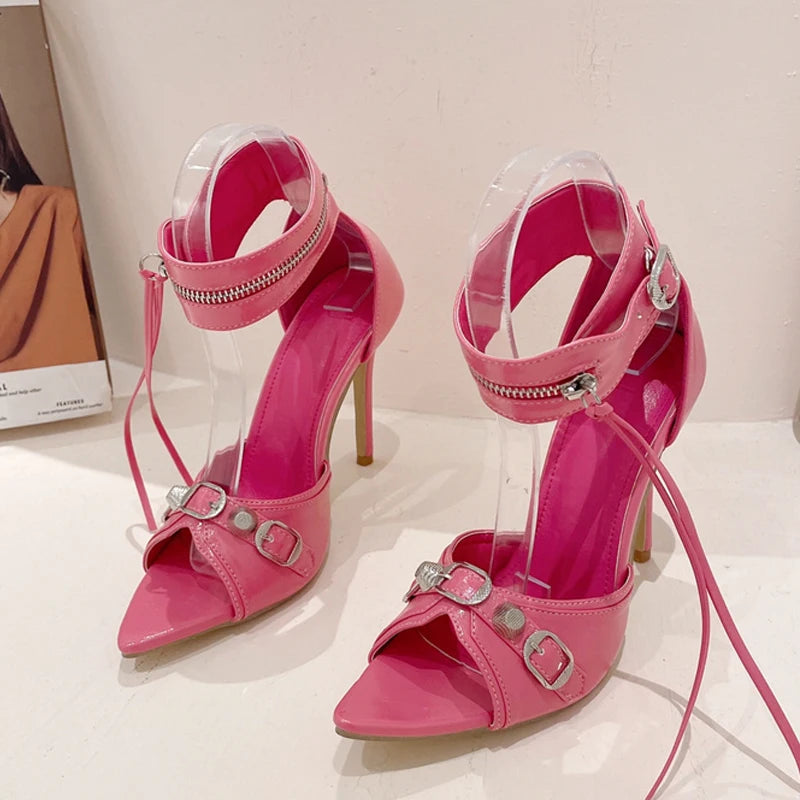 Zip Tassel Ankle Strap Sandals for Women