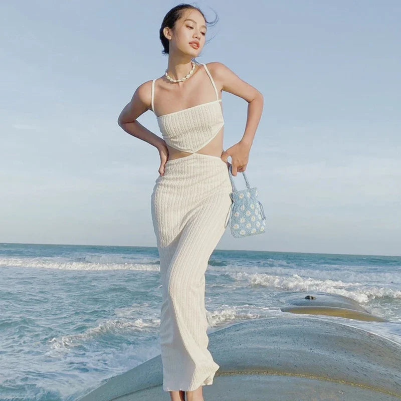 Solid Color Cutout High Wa Bodycon Dress