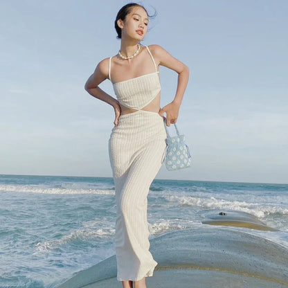 Solid Color Cutout High Wa Bodycon Dress
