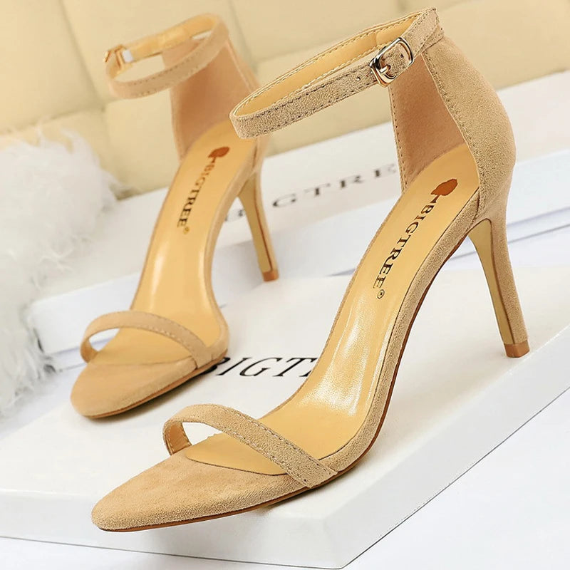 Suede Hollow High Heel Stiletto Sandals for Women