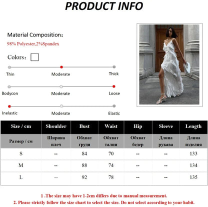 Ruffle Tier Layer Spaghetti Strap High Slit Chiffon Maxi Dress