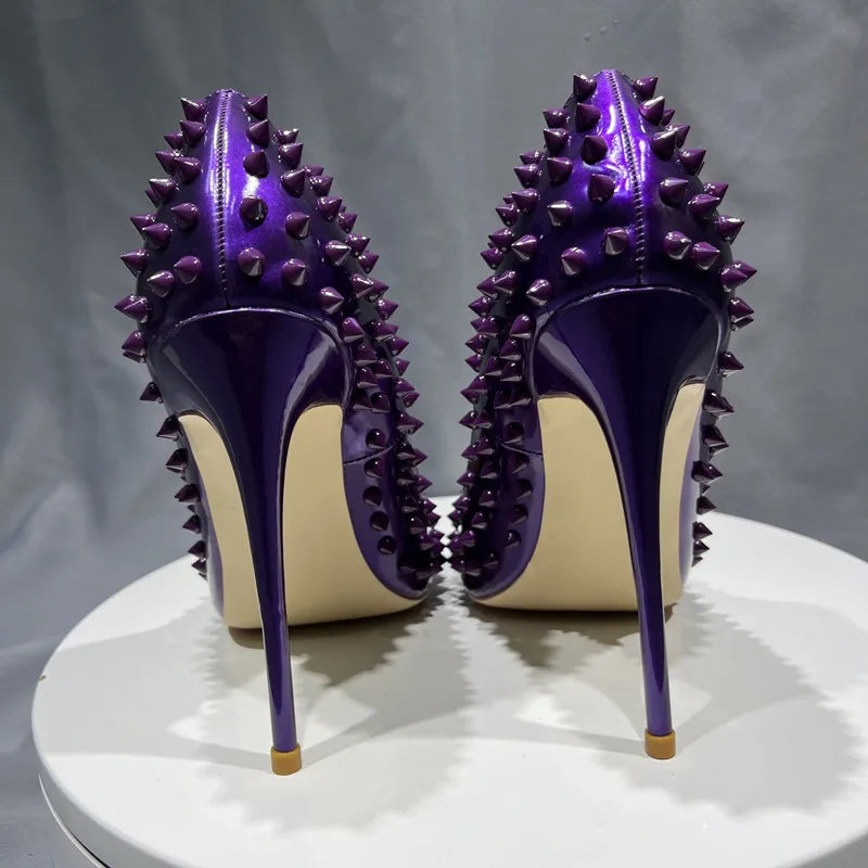 Sexy Dark Purple Patent Pointy Toe High Heel Shoes for Women