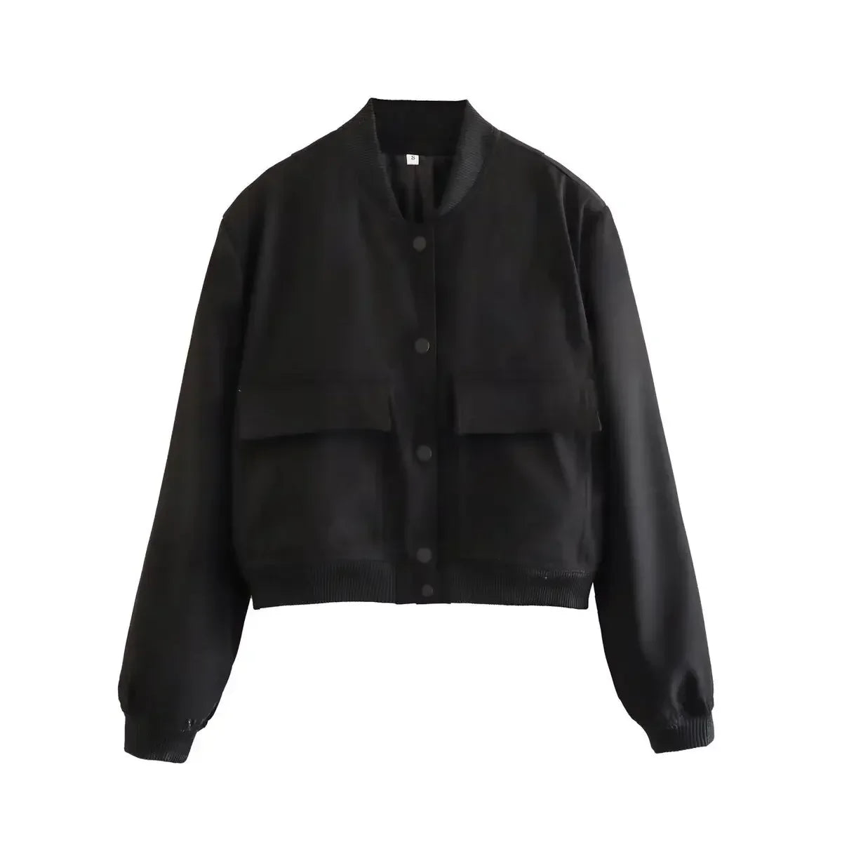 Basic Stand Collar Women Jacket Long Sleeve Cardigan Button Up Cropped Coat Baseball Outerwear Autumn Winter Clothes