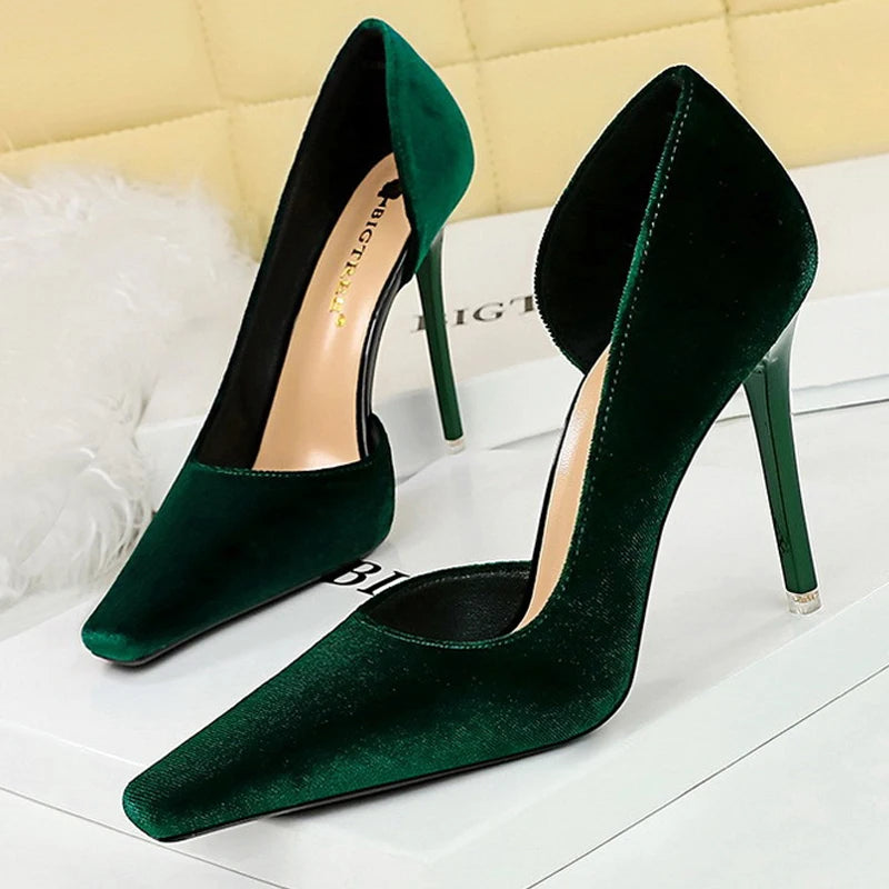 Stylish Stiletto Heels with Square Toe and Hollowed Out Sides