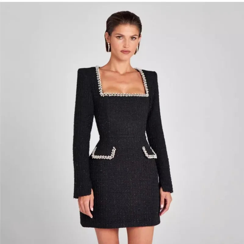 | Tweed Pearl Trim Blazer Mini Dress