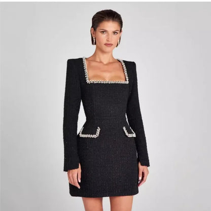 | Tweed Pearl Trim Blazer Mini Dress