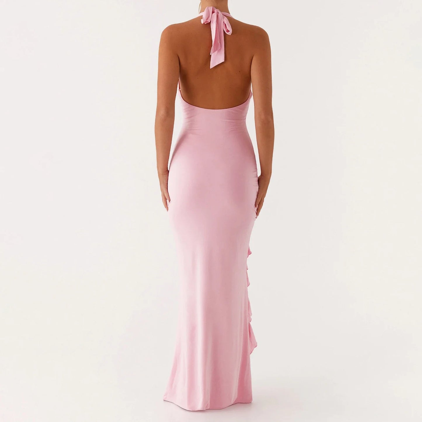 Lace Halter V-Neck Slim So Bodycon Dress