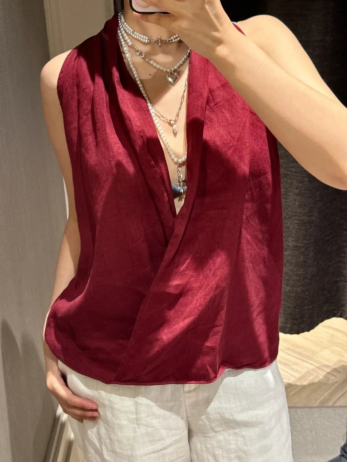 | Drape Linen Vest