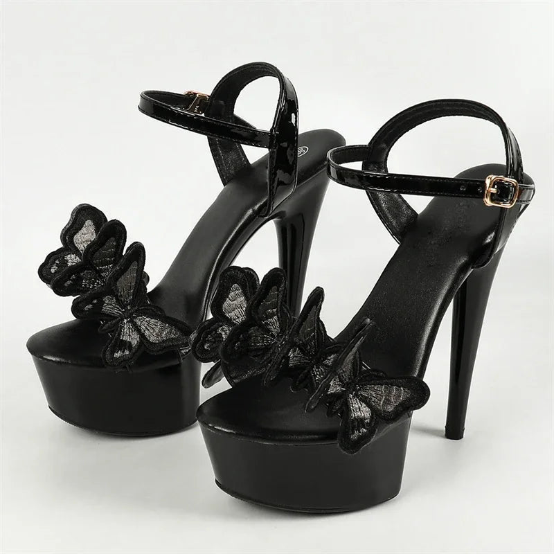 Floral Bow Platform Sandals with Buckle Strap