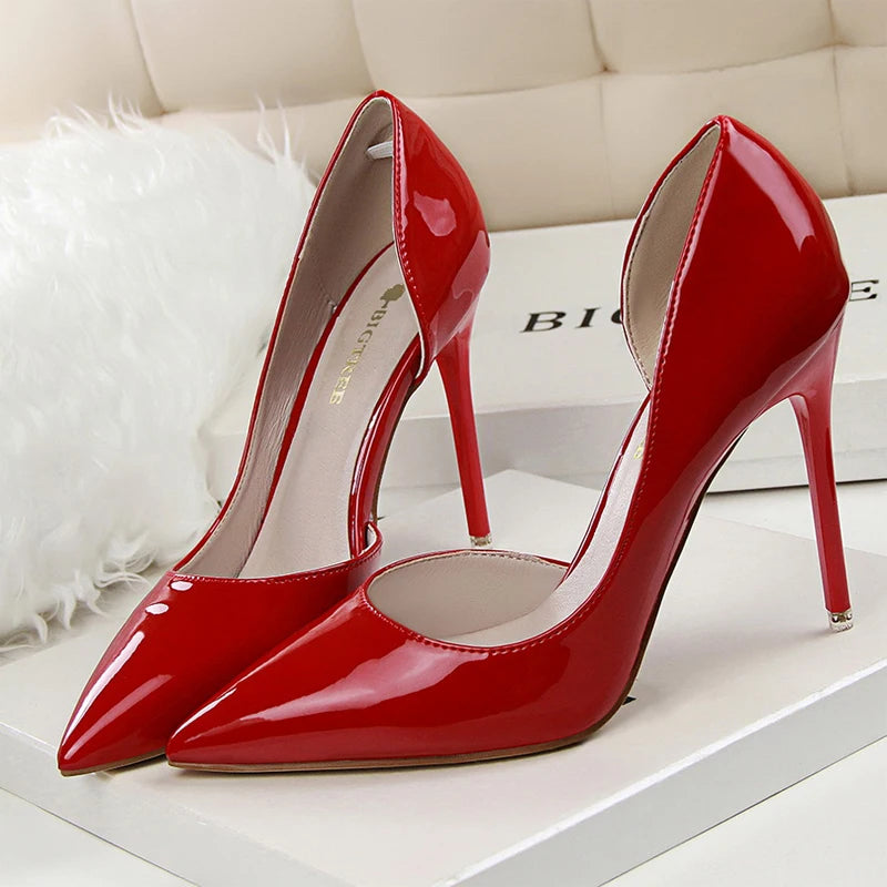 Patent Leather High Heel Stiletto Party Shoes for Women in Office Career