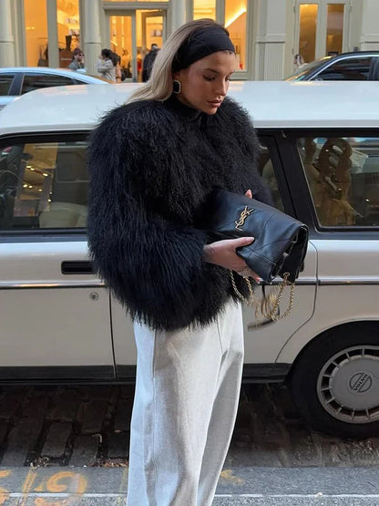 Warm White Short Faux Fur Winter Coat