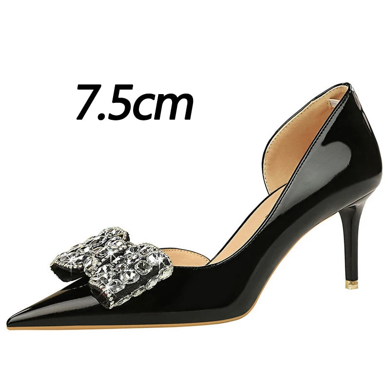 Rhinestone Women's High Heel Pumps in Patent Leather