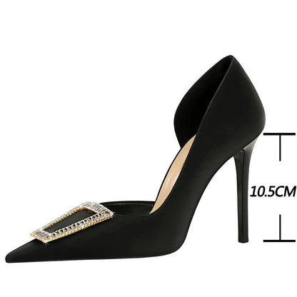 Metal Rhinestone Lady Heels Luxury Party Shoes Elegant High Heels for Women