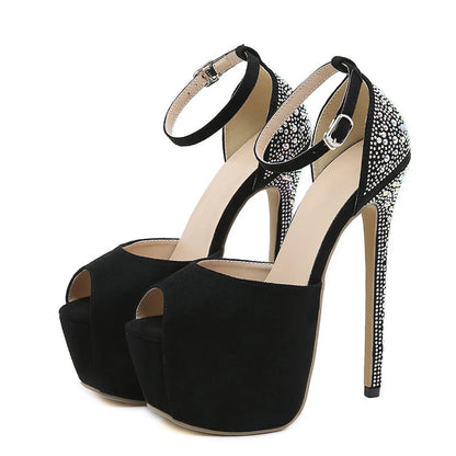 Rhinestone Fetish High Heels Platform Sandals for Women