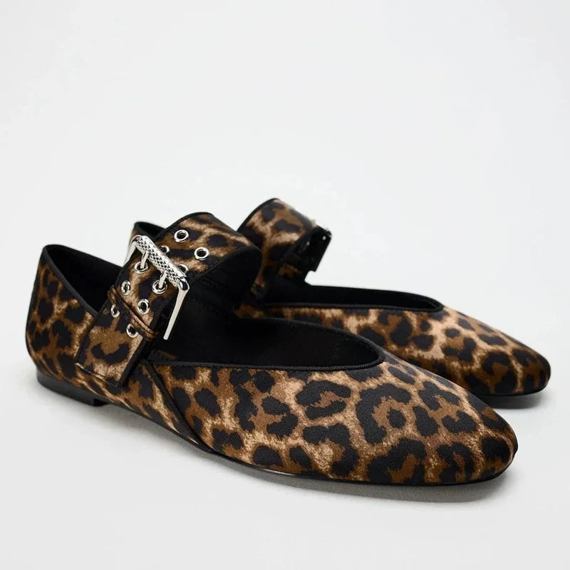 | Leopard Mary Jane Flats