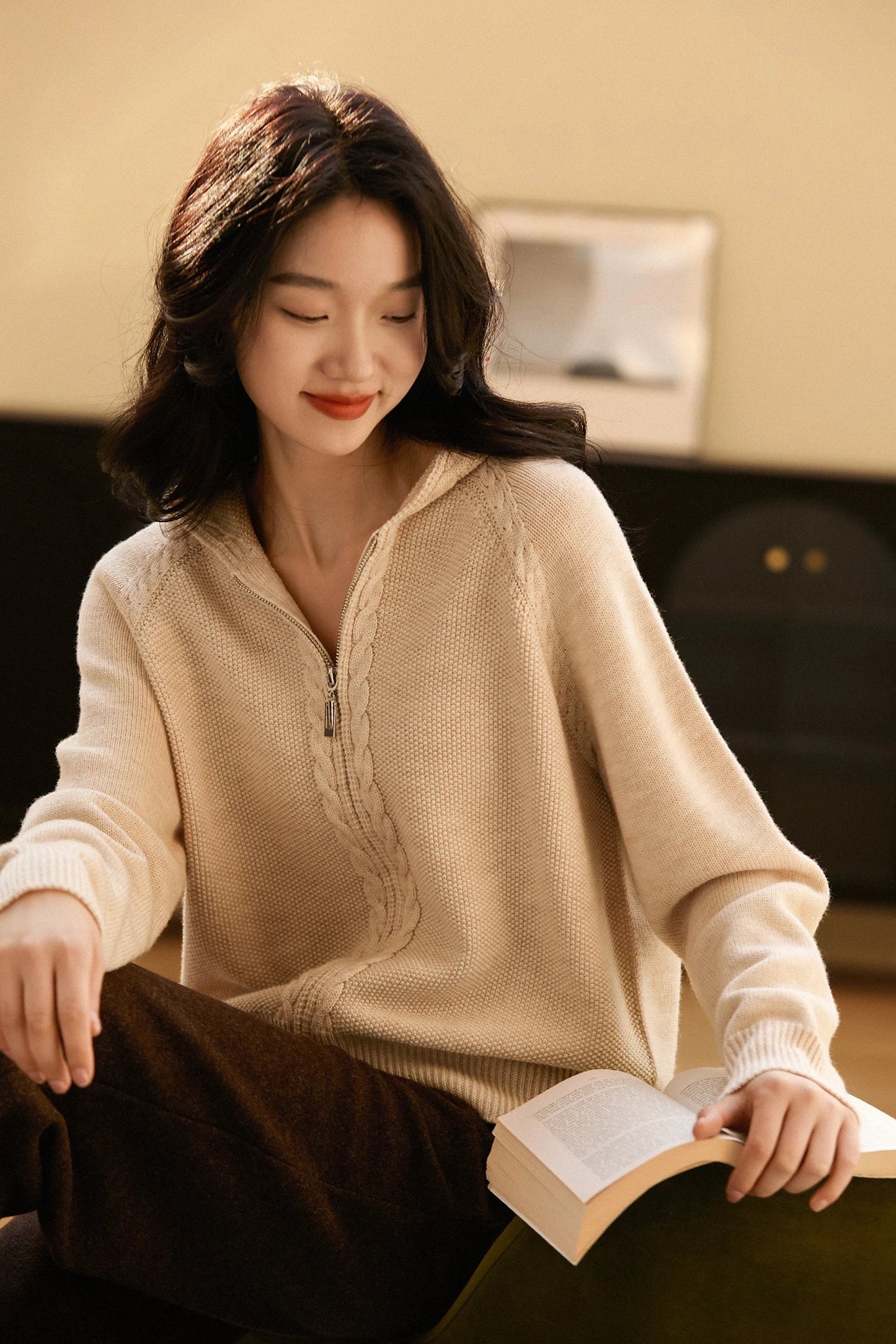 | Cashmere Hooded Cardigan