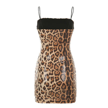 Leopard Sequin Chic Camisole Dress