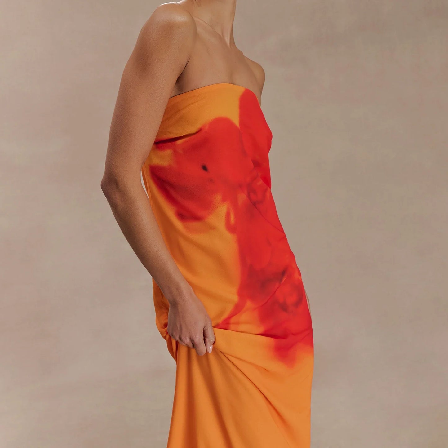 Strapless Tie-dye A-Line Vacation Dress