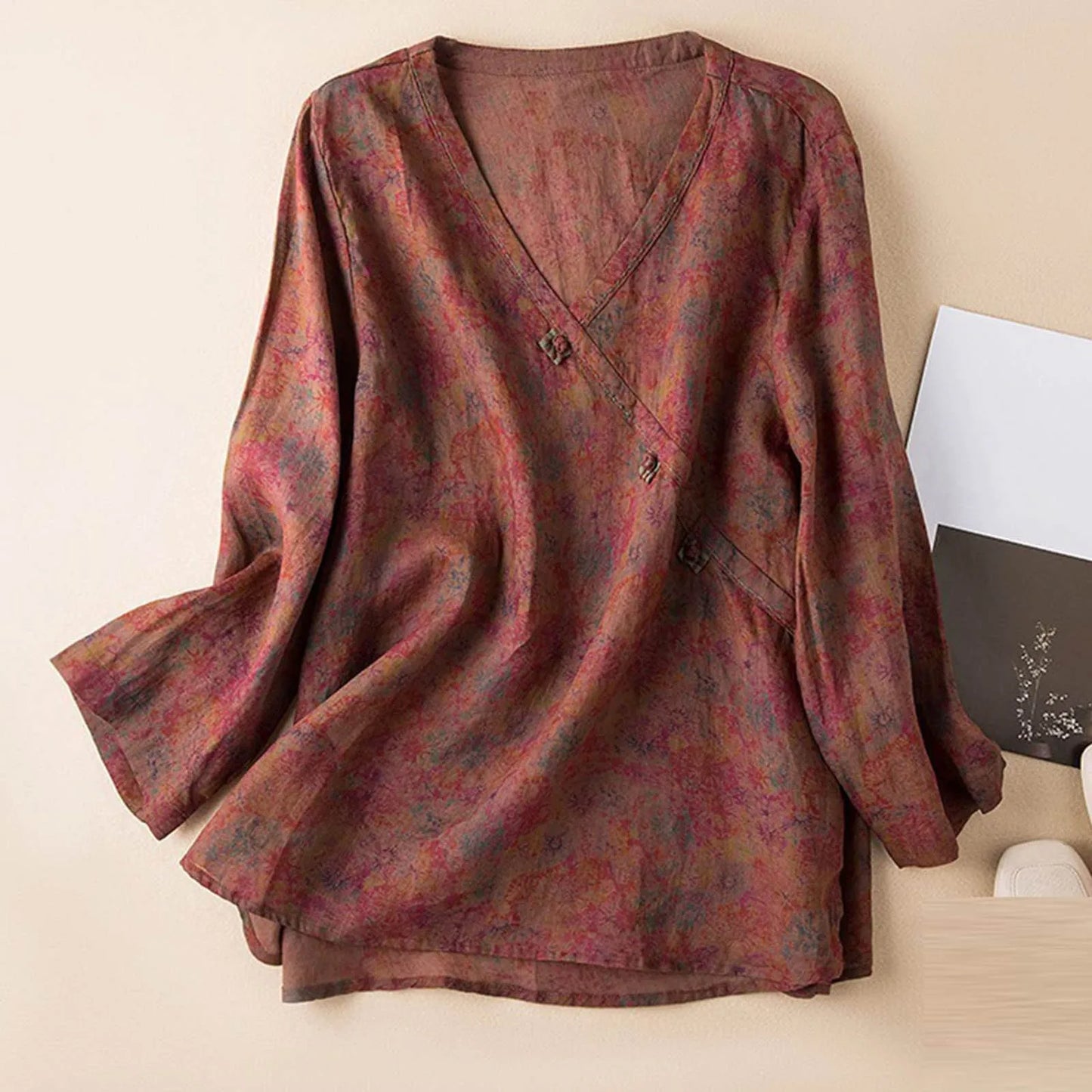 | Crosswrap Linen Blouse