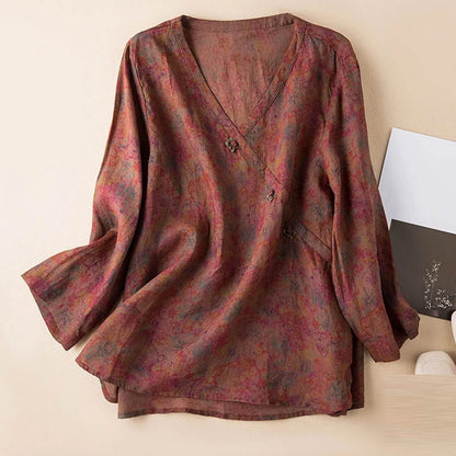 | Crosswrap Linen Blouse