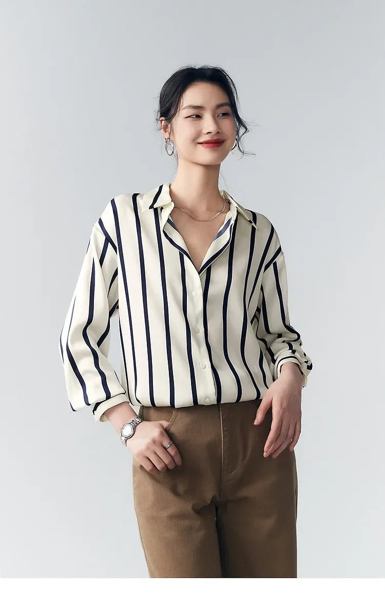 | Stripe Satin Blouse