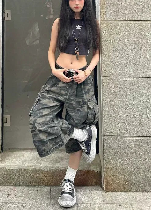 Camouflage Straight Calf Pant