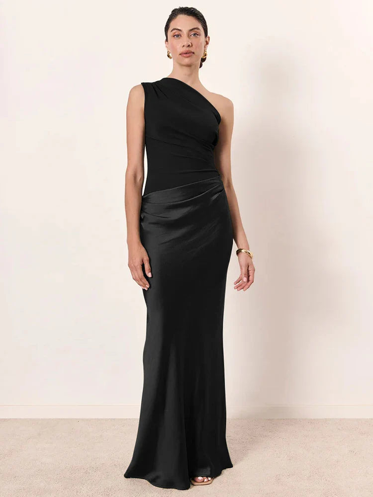 Satin Patchwork Sleeveless Club Bodycon Dress