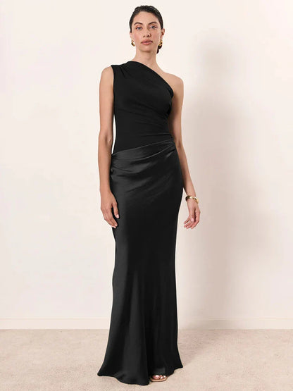 Satin Patchwork Sleeveless Club Bodycon Dress