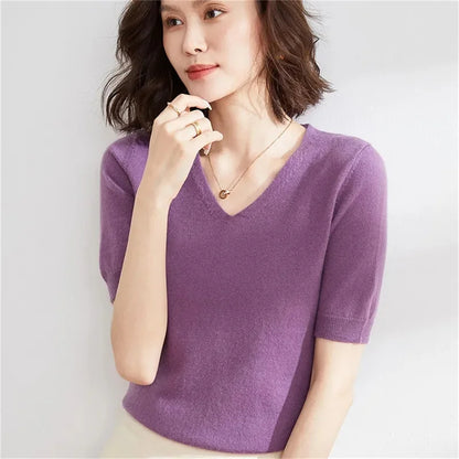 | V-Neck Knit Top