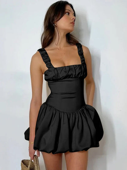 Ruched Splice Suspender Mini Dress