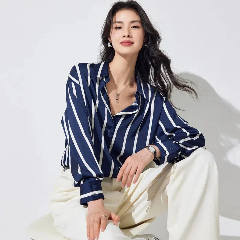 | Stripe Satin Blouse
