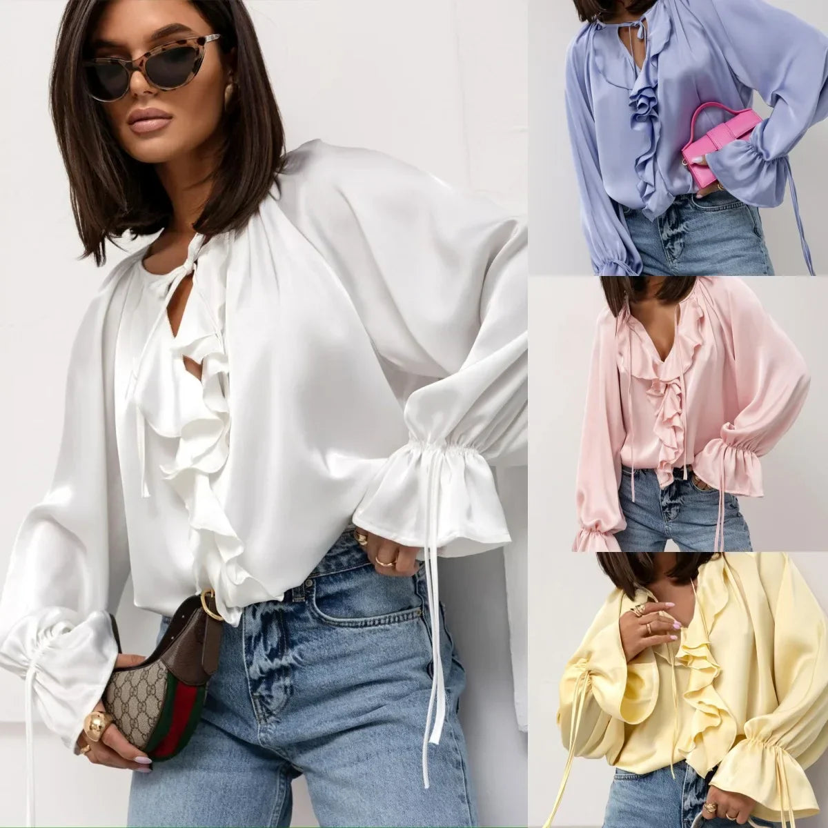 | Satin Ruffle Blouse