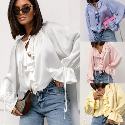 | Satin Ruffle Blouse