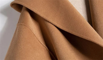| Long Pointed Coat in Camel Hair