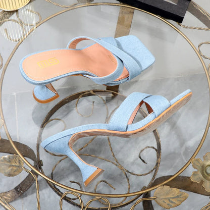 Autumn high-heeled open-toe slippers with horseshoe heels and sandals