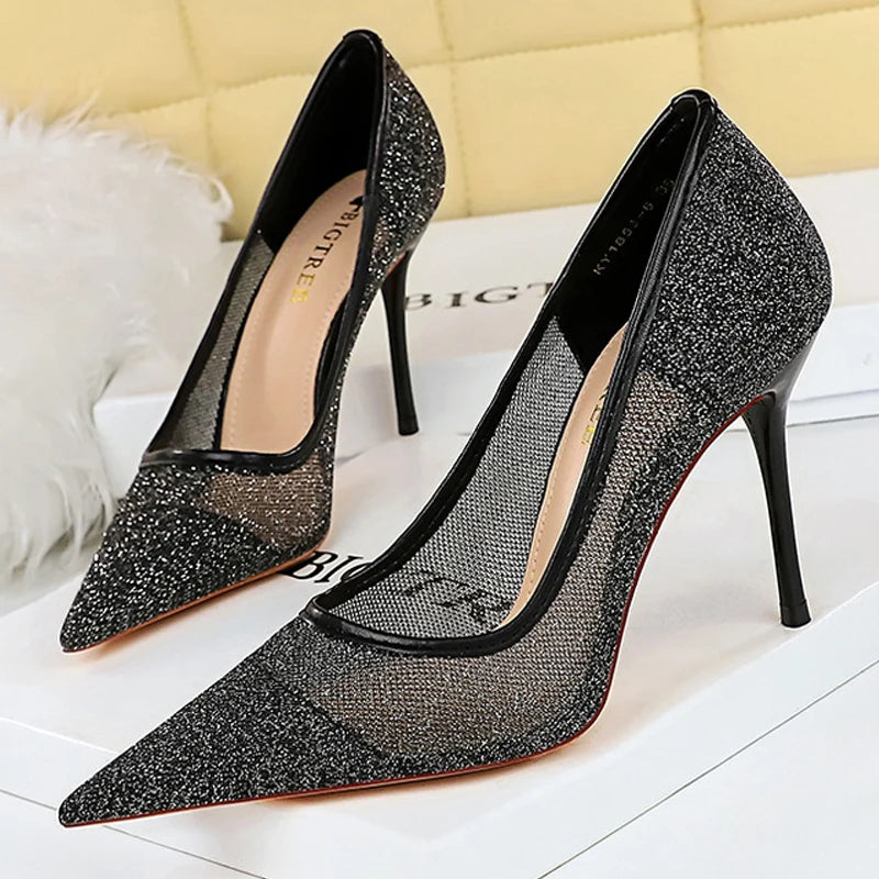 Lace Mesh High Heel Stilettos for Women - Sexy Party Shoes