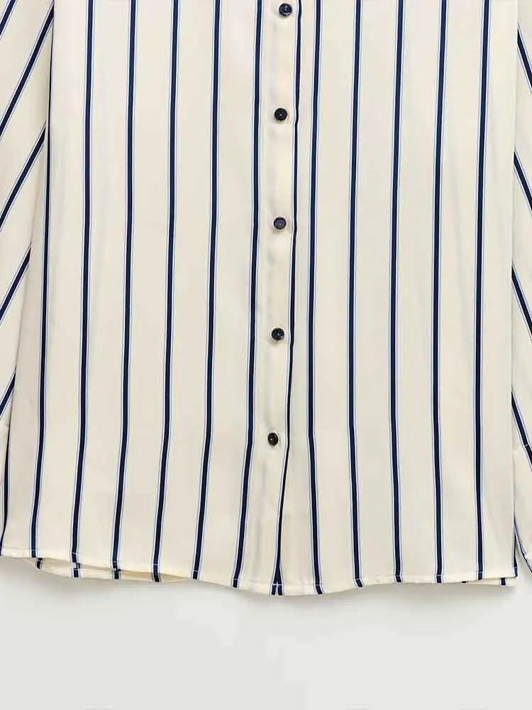 | Striped Button-Up Blouse