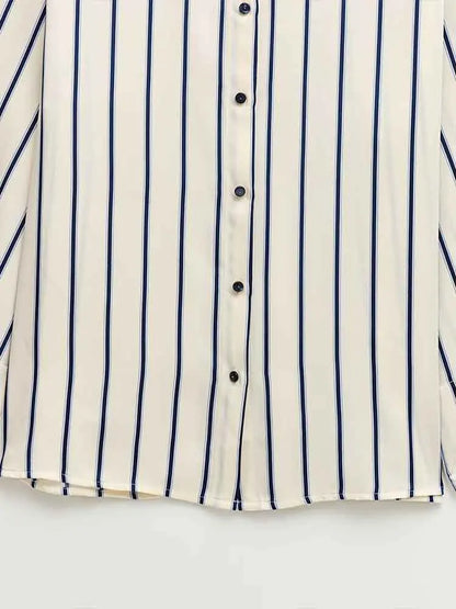 | Striped Button-Up Blouse