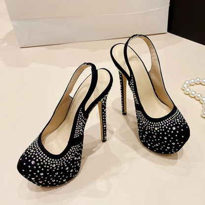 Rhinestone Platform Pumps for Women on the Runway